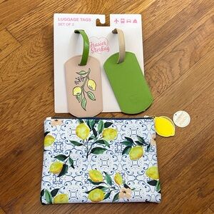 Lemon Luggage Tag and Pouch Set by Frasier Sterling-nwt